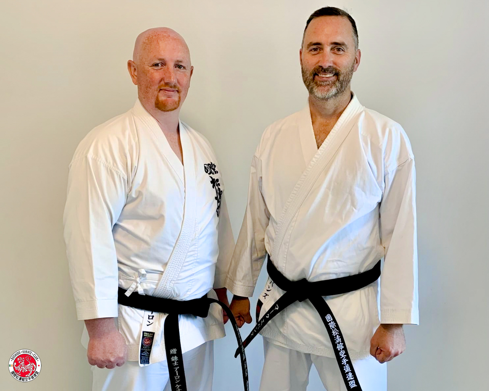 Assistant Instructor Sensei Mark Evans receives his Black Belt from Kancho Nobuaki Kanazawa