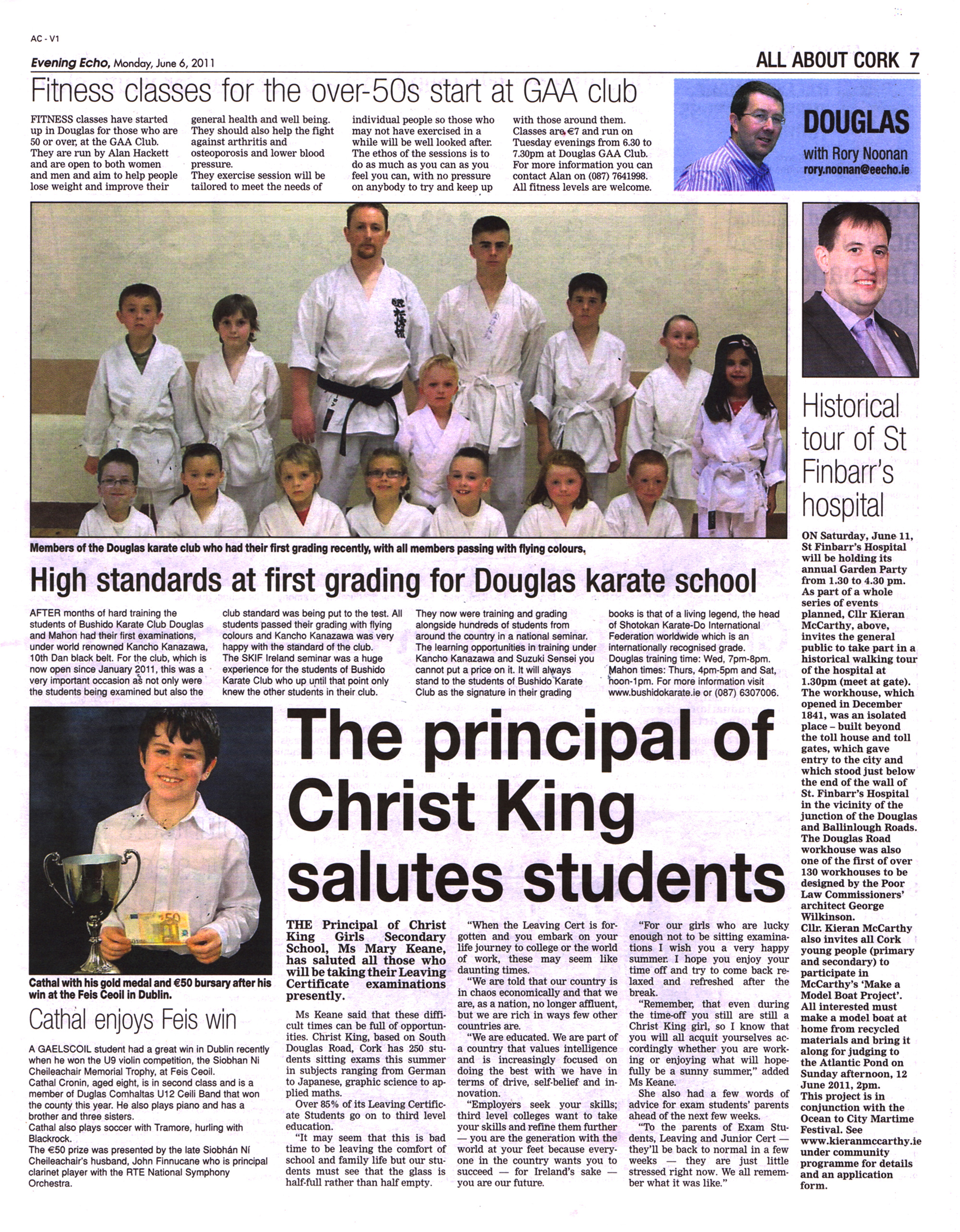 Evening Echo Feature - High standards at first grading for Douglas karate school
