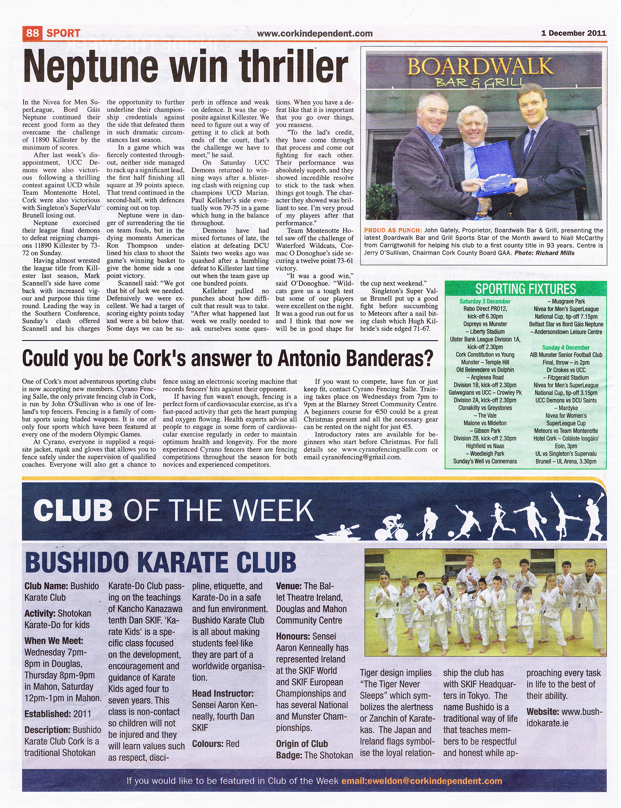 Cork Independant Club of the Week - Bushido Karate Club