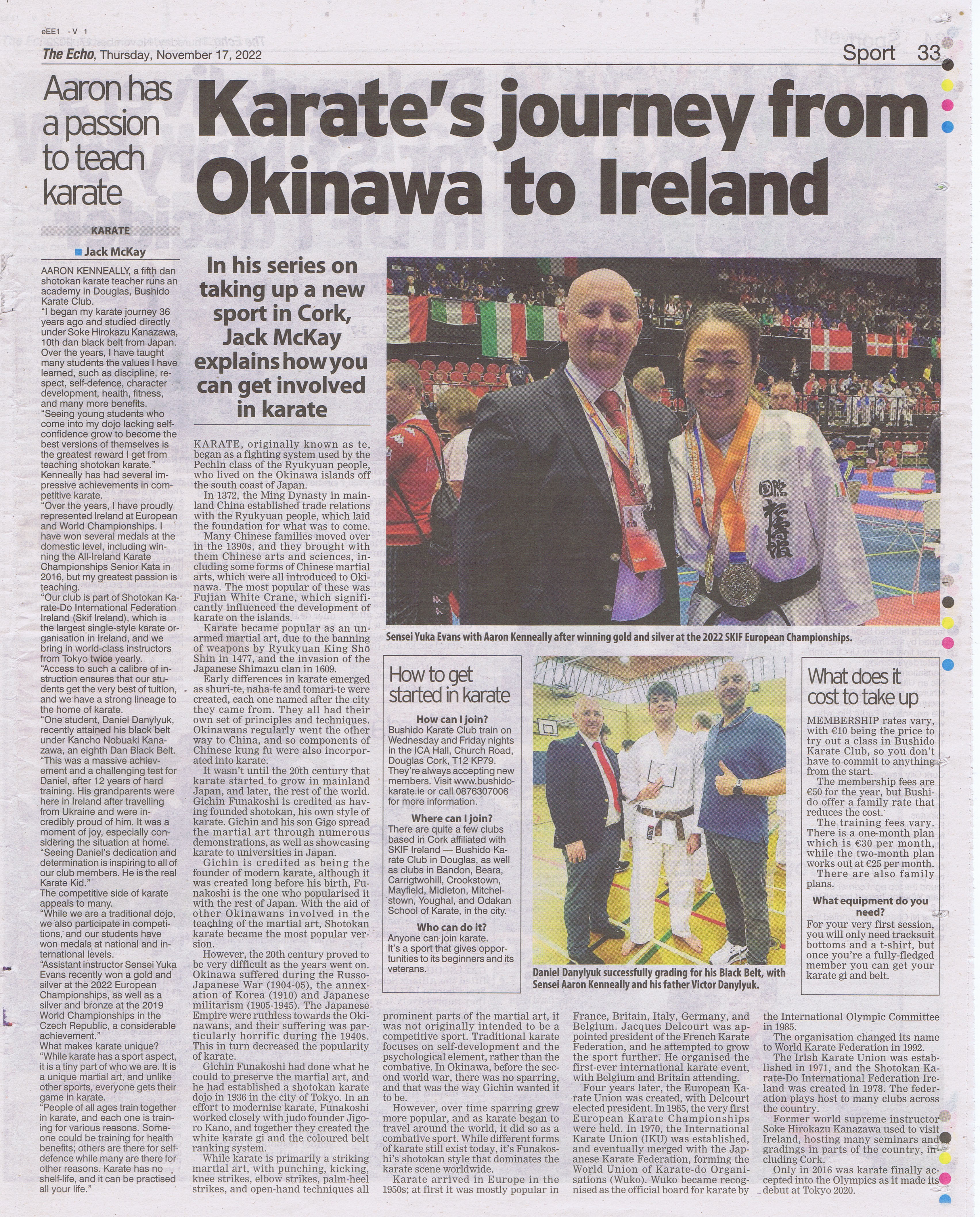 Evening Echo Feature - The Karate Journey from Okinawa to Ireland